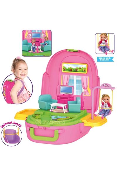 OyuncakZade Oyuncak Mila'nın Oturma Odası Set Sırt Çantalı Taşınabilir Okul E...