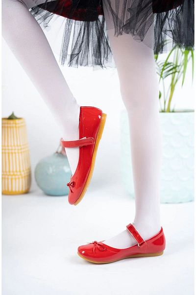 NS Little Orthopedic Girl's Ballerinas - Thin Bow Detail, Patent Leather, Stylish
