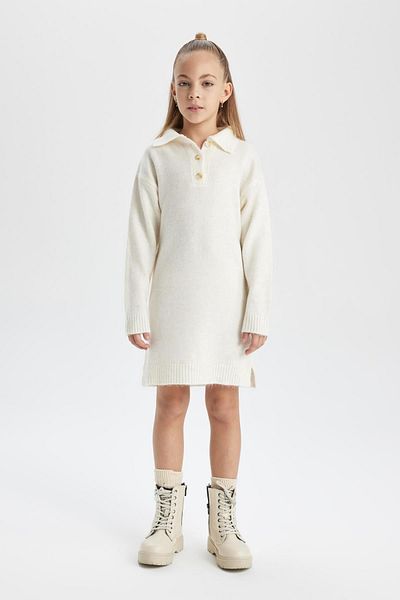 DeFacto Strickkleid mit Polokragen für Mädchen – Langarm A7310a823wn