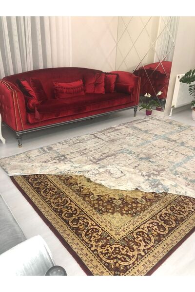 MEKA TEKSTİL Modern Pattern Elastic Velvet Carpet Cover