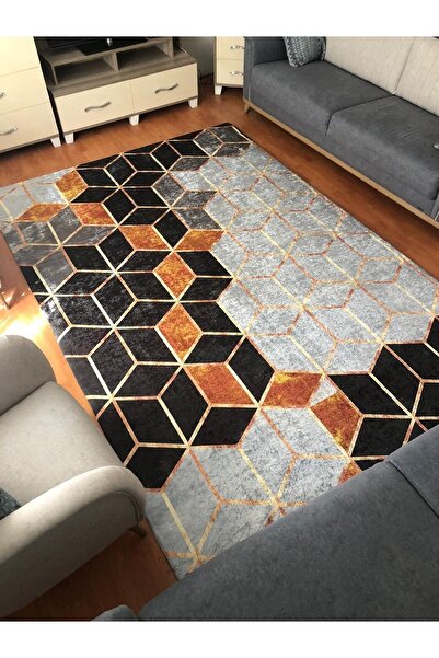 MEKA TEKSTİL Оригінальний пірамідний модель шовковий оксамитовий килим з гумкою