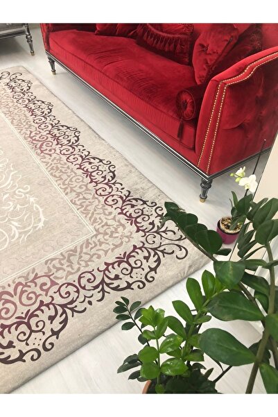 MEKA TEKSTİL Κάλυμμα χαλιού ελαστικό βελούδινο μοντέλο Plum