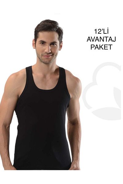 ByDon MEN'S COTTON BLACK ATHLETE 12 PIECES ADVANTAGE PACK