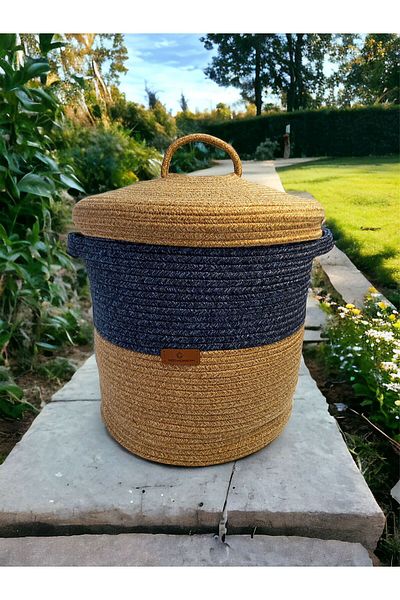ModaCardin Плетена хавлия от юта Мръсна кошница за играчки - Органайзер 40X35