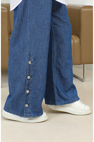 sefamerve Wide Leg Buttoned Jeans 30051-02 - Blue