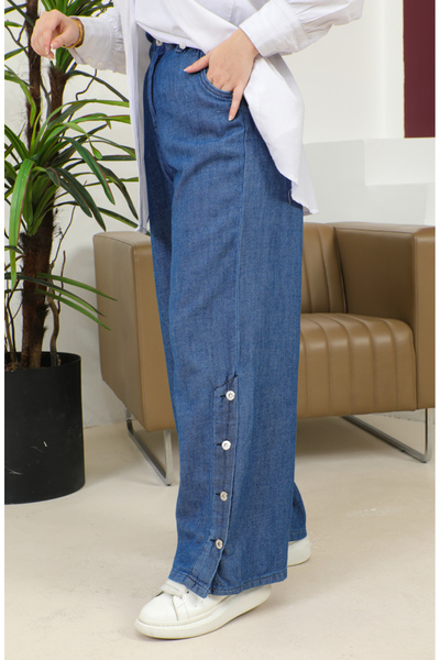 sefamerve Wide Leg Buttoned Jeans 30051-02 - Blue
