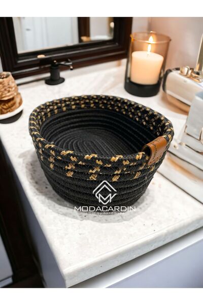 ModaCardin منظم خوص الجوت مزدوج اللون - سلة الخبز والفواكه