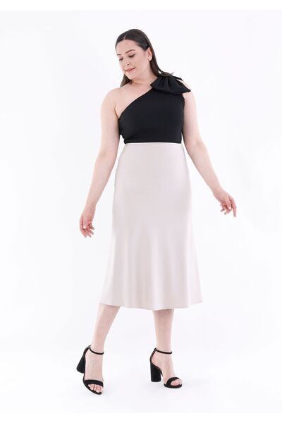 G-Line تنورة كيلو على شكل حرف A متوسطة الطول بلون الحجر