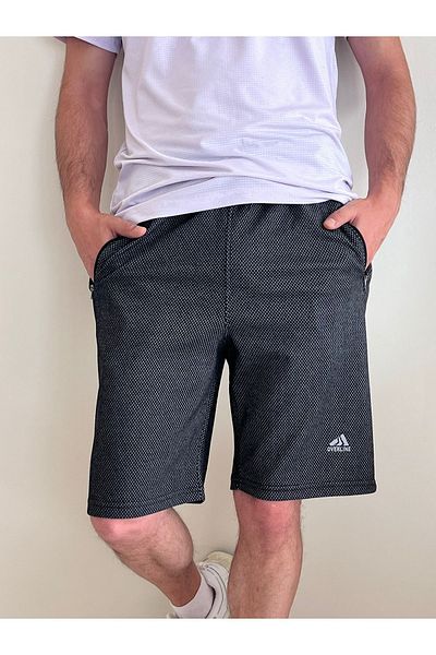 Farah Butik Men's Honeycomb Fabric Comfortable Fabric 3 Pocket Zippered Drawstring Knee Length Shorts