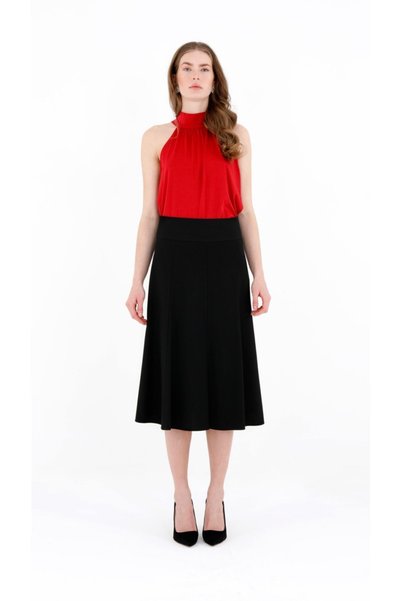 G-Line Black Midi Flared Skirt - A-Line