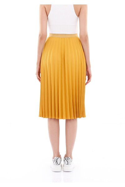 G-Line High Waist Elastic MustardMidiPleated Skirt