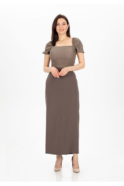 G-Line Κλασική φούστα Mink Maxi Size - με σχισμή στην πλάτη και φερμουάρ