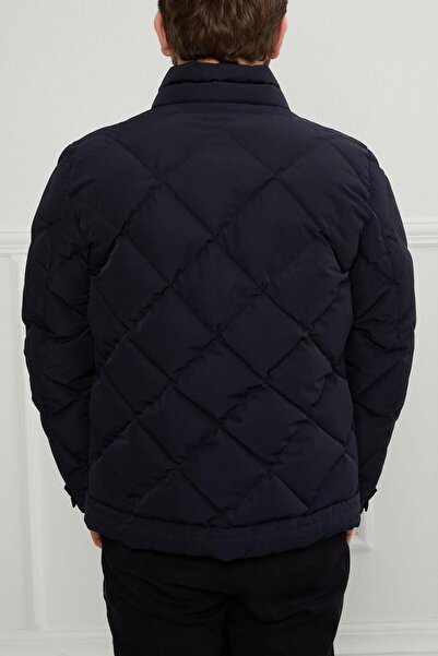 PIQUE Hscstore Men's Zippered Pocket Detailed Navy Blue Coat - MINAS