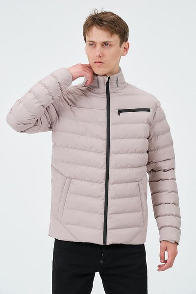 PIQUE Hscstore Ανδρική τσέπη με φερμουάρ Λεπτομερές πέτρινο φουσκωτό παλτό - DOGU24