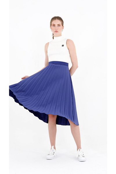G-Line Fusta midi cu pliuri indigo cu talie înaltă - talie elastică