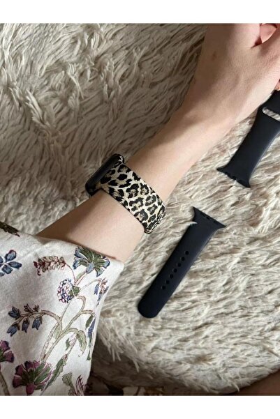 Forsis Aksesuar Apple Watch Leopar Desenli Silikon Kordon wach 10 46mm -44-45...