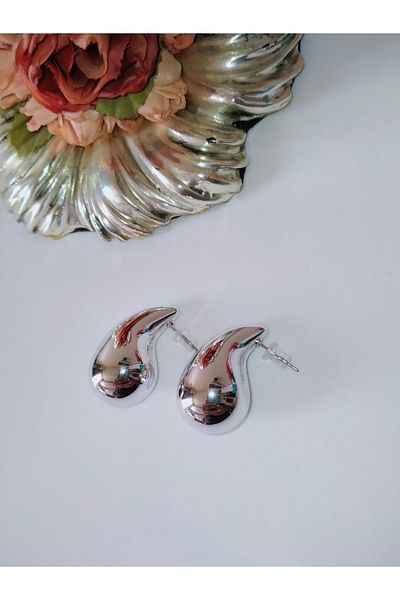 MİRAKSESUAR Silver Color Drop Earrings