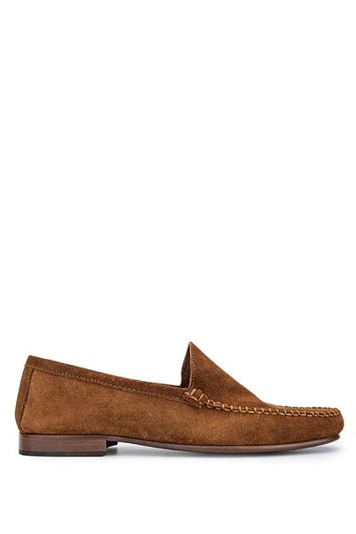 D LEPORI Cinnamon Suede Genuine Leather Men's Loafer Shoes