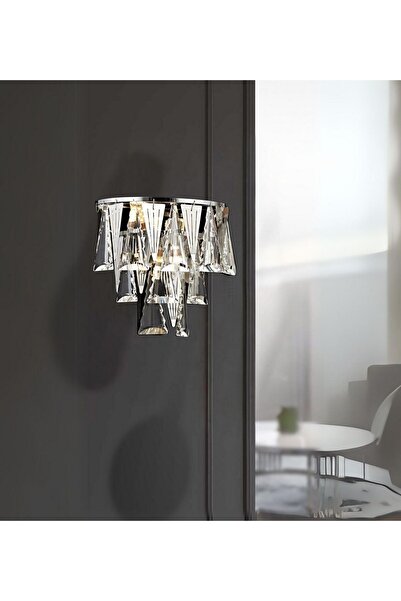 RONİSU AYDINLATMA Miray Taşlı Aplik   Kristal Cam Taşlı Lüks Duvar Aydınlatması