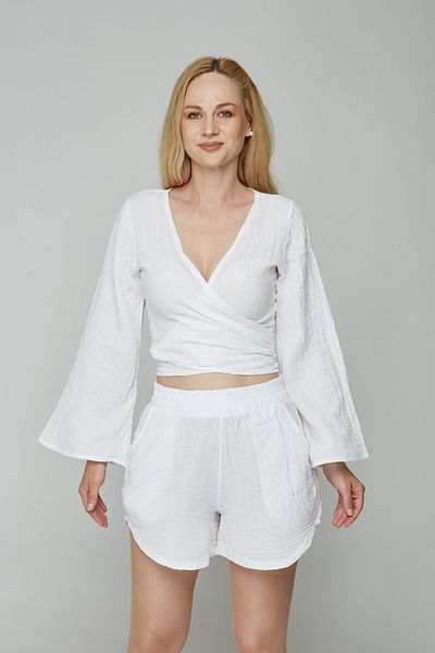 estewoman 2-Piece Muslin Tied Cotton Shorts Set - 100% Cotton