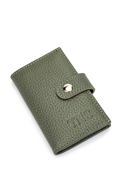 Tamer Tanca Θήκη για κάρτες Unisex Χακί από γνήσιο δέρμα