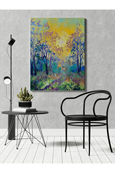 RUGSMODERN Kanvas Tablo Gün Batımı Orman Doğa Çiçek Desenli Modern Tablo