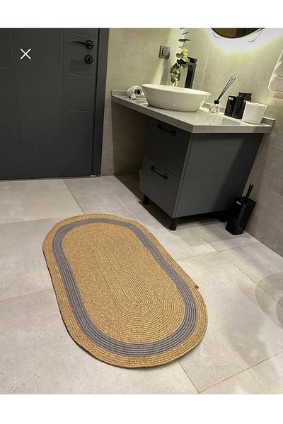 ModaCardin Door Front Jute Wicker Mat - Toilet Seat and Countertop Design