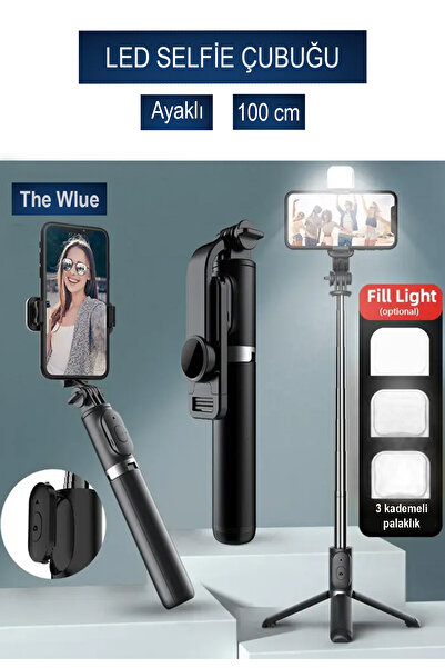 The Wlue Ultra Thin 3in1 Bluetooth Kumandalı Ayaklı LED Selfie Çubuğu 100 cm ...