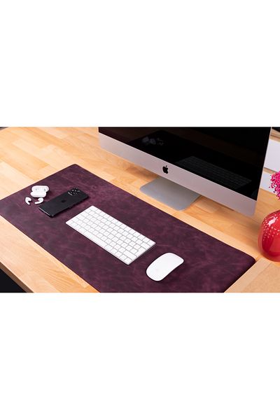 Lev Leather لوحة ماوس من الجلد الطبيعي مقاس 37 × 80 سم - هدية من Woozy Office Accessory Table Mat Gamer