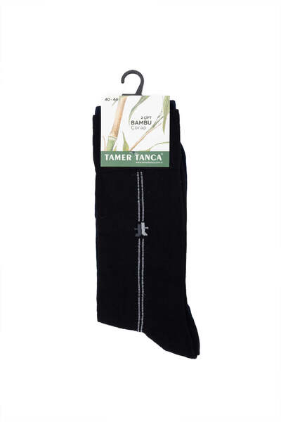 Tamer Tanca Черни мъжки чорапи с верижка от черен бамбук