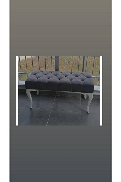 Ünüvar Konsept 45x90 Ebatında Gri Renk Dekoratif Banch Pufk2