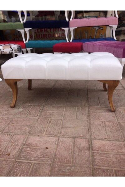 Ünüvar Konsept 45x90 Ebatında Ahşap Renk Ayak Dekoratif Pufk2