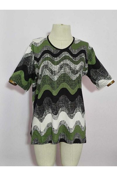 akgül giyim Summer New Season Patterned Short Sleeve Mother Blouse Model