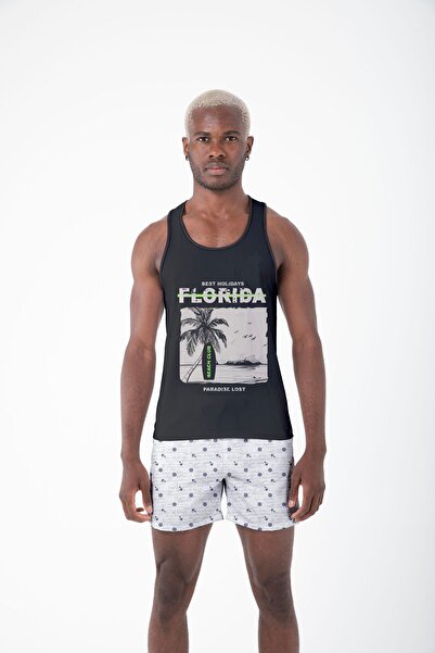 Miami Beach Patterned Zero Sleeve Breathable Fabric Men's Athlete