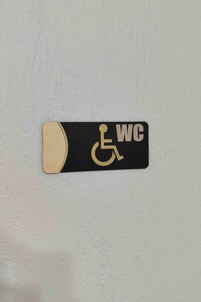 Aldebaran Reklam لافتة توجيه تحذيرية للمعاقين من زجاج شبكي ذهبي أسود أفقي