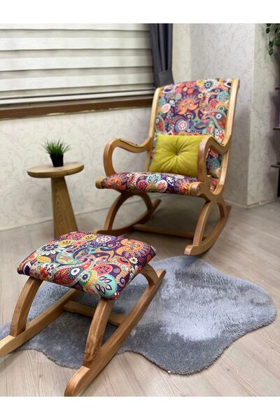 Asedia Rustik Naturel-retro Döşemeli Sallanan Sandalye