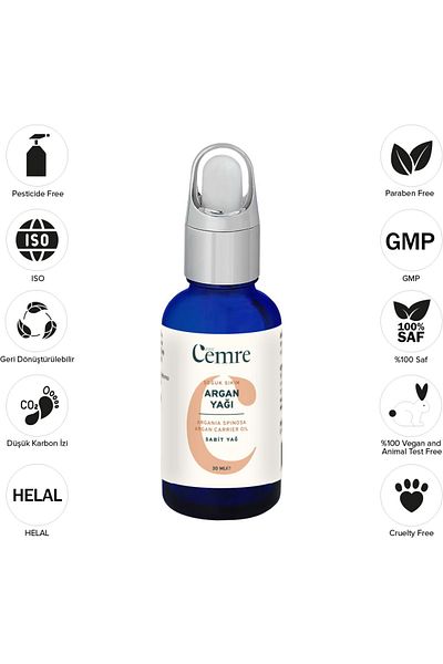 Awe Cemre Argan Oil 30 ml 100% Pure Cold Pressed, Nourishing Hair Care Oil for Damaged Dry Hair