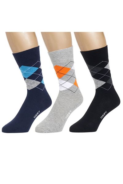 Ozzy Socks 3 ζευγάρια ανδρικές χτενισμένες βαμβακερές κάλτσες 4 εποχών χωρίς ραφές, ανθεκτικό κάλυμμα τακουνιού
