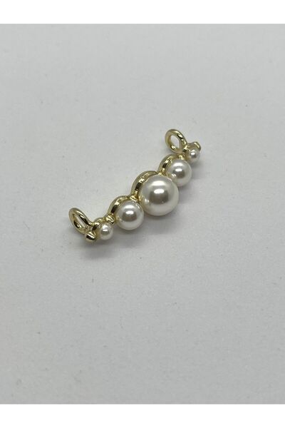 Butik Junisteps Sıralı İnci Metal Ayakkabı Bağcığı Aksesuarı - Altın