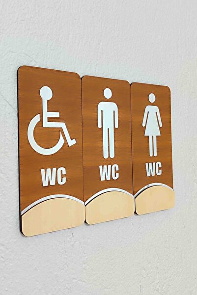 Vega Concept مجموعة من 3 لوحات تحويل تحذيرية عمودية باللون البني والفضي من زج...