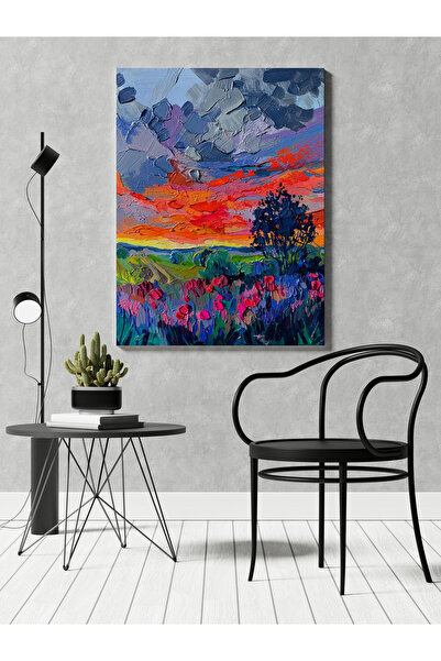 RUGSMODERN Kanvas Tablo Pastel Boyalı Gün Batımı Desenli Modern Tablo