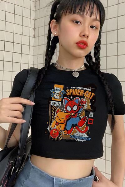 Carpe Cat Spider Crop Top