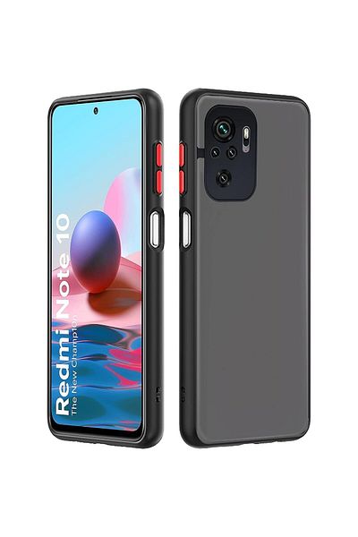 Fibaks حافظة Redmi Note 10 10s غير لامعة مضادة لبصمات الأصابع وغطاء من السيليكون الصلب مع مفاتيح ملونة