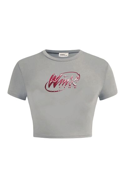 Carpe Gray Pink Crop