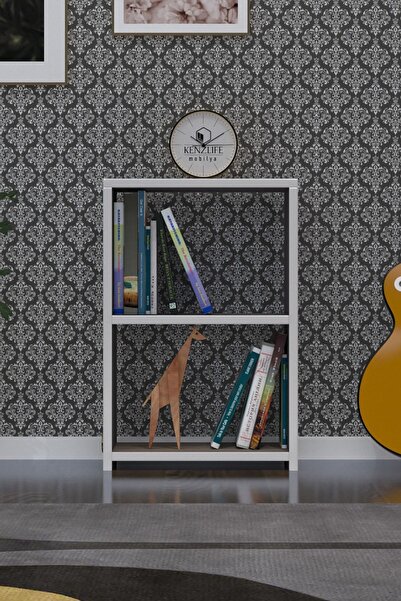 Kenzlife Kitaplık Süper Ga 060*40*19 Gri 2 Katlı Tek Bölme Ofis Mutfak Banyo Dolabı Arkalıksız
