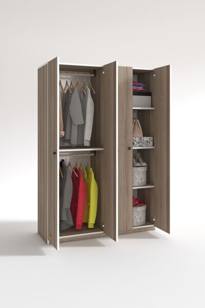 Kenzlife Gardırop 4 Kapılı Kapaklı Devetabanı Crd 173*120*42 Gardolap Dolap Ofis