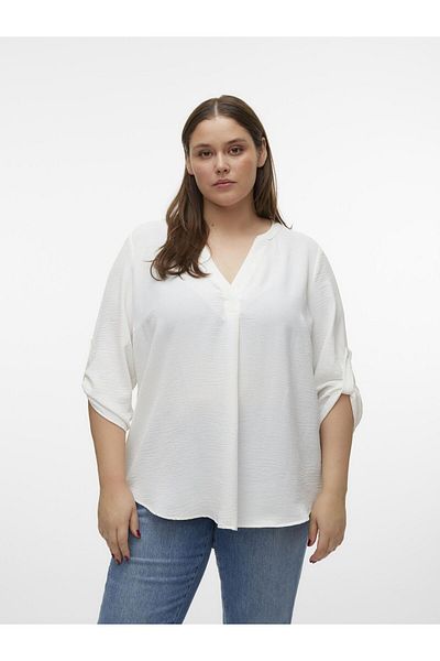 Veromoda Curve Aus normal geschnittenem V-Ausschnitt und umgeschlagenem Ärmelbündchen-Oberteil