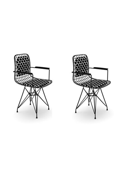 Kenzlife Knsz Kafes Tel Sandalyesi 2 Li Mazlum Syhviona Kolçaklı Sırt Minderl...