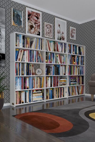 Kenzlife Kitaplık Süper Ga 150*240*19 Byz 5 Katlı 3 Bölme Çift Bölme Opsiyonlu Ofis Mutfak Banyo Dol