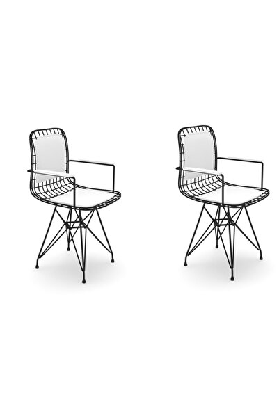 Kenzlife Knsz Kafes Tel Sandalyesi 2 Li Mazlum Syhbyz Kolçaklı Sırt Minderli ...